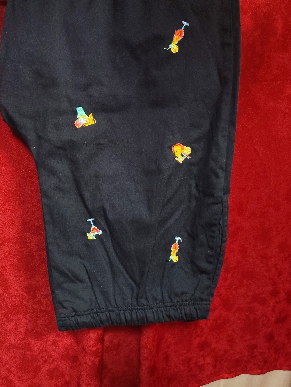 breckenridge Black Joggers with Colorful Scooter Embroidery